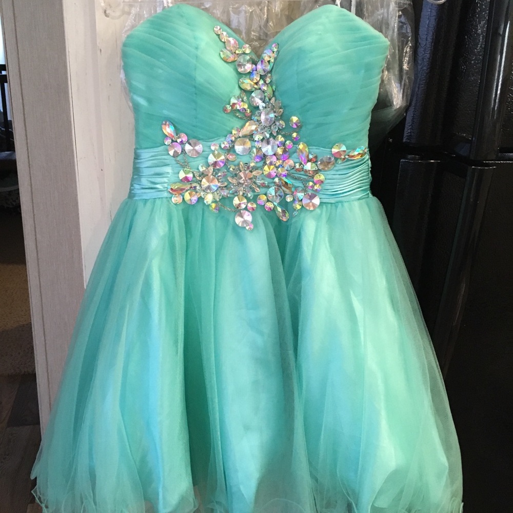 Seafoam green prom dress